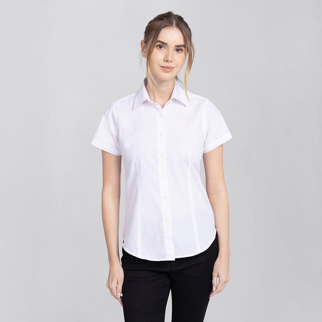 Damen Bluse halbarm weiß, Gr. 46 : 46 : weiß : 100% Produktbild 