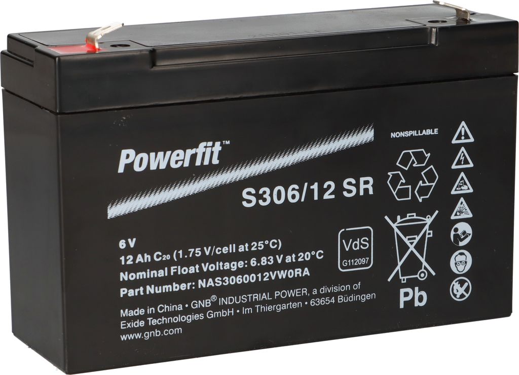 Exide Powerfit Bleiakku AGM 6V 12Ah S306/12 SR