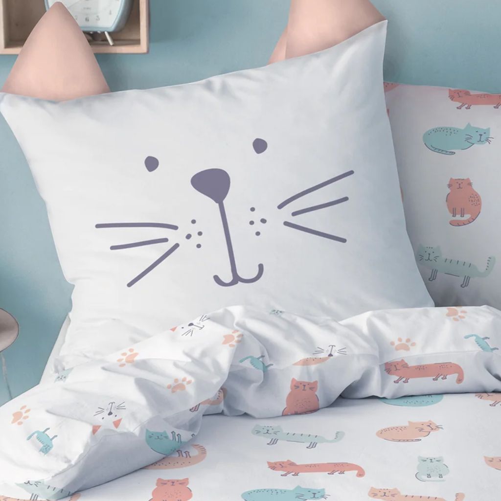 Katze Bettwäsche Set 135x200 + 80x80, 100% Baumwolle Produktbild 3