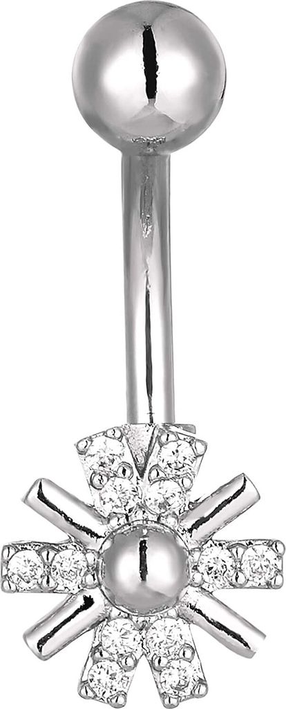 Karisma Edelstahl Bauchnabelpiercing Banana Zirkonia - HB182 - Silber