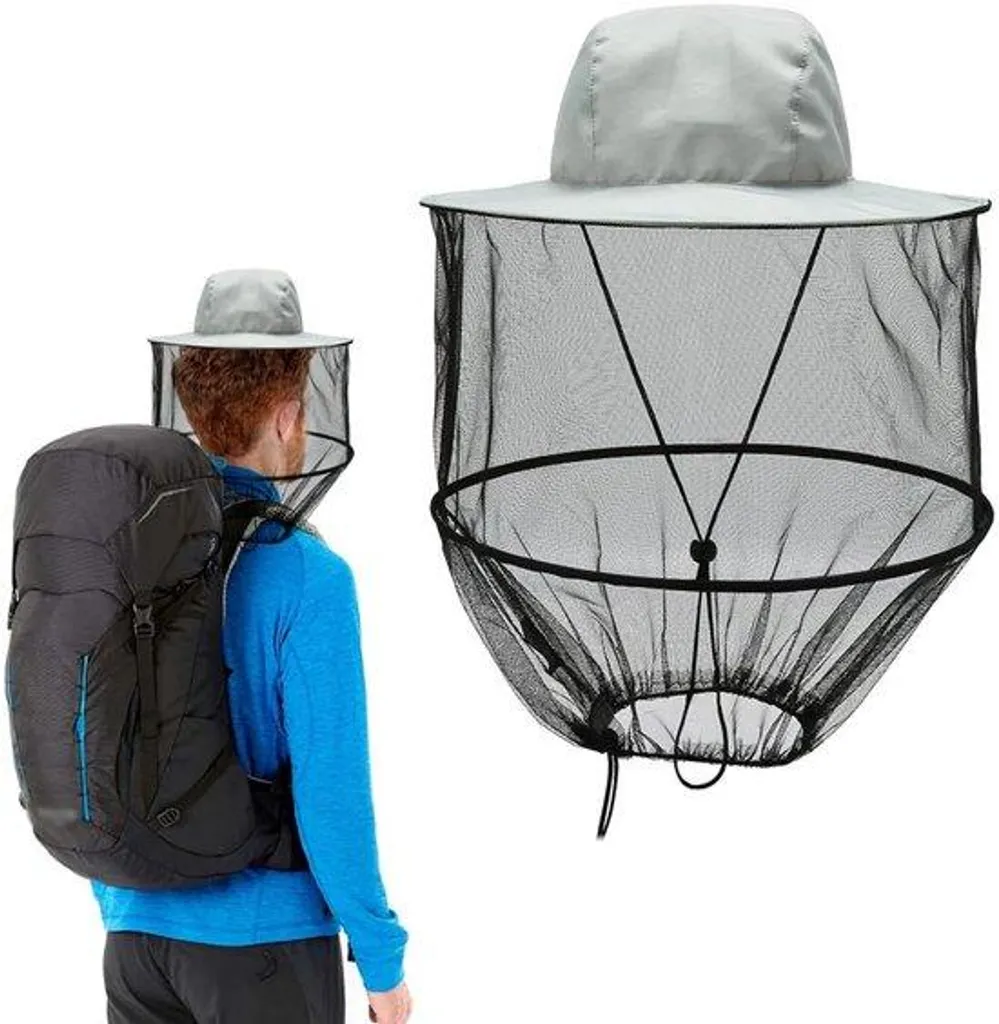 Chapeau anti-moustique gris : fini les piqûres en plein air et jardin