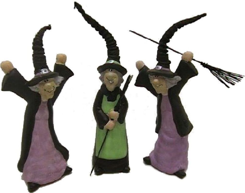 Hexen Dekofigur / 3er Set / ca. 19cm / Herbstdeko / Halloween Hexe - 3,24 € pro Stück