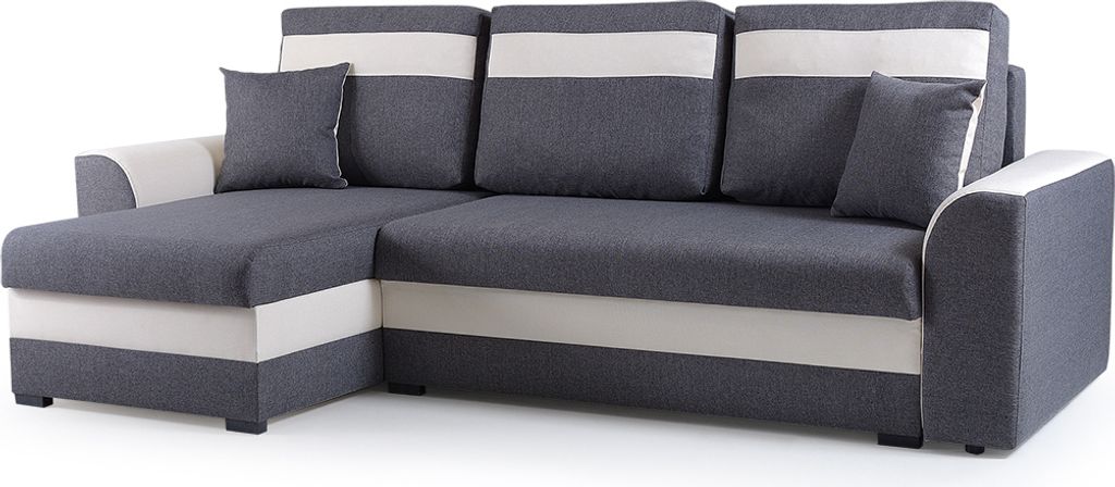 Ecksofa mit Schlaffunktion und Bettkasten | Couch für Wohnzimmer, Schlafsofa Sofagarnitur Sofa Eckcouch L-Form Wohnlandschaft mit Bettfunktion 243...