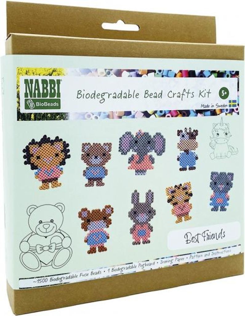 Nabbi BioBeads Ø 5mm, Beste Freunde Set, 1.500 Stk., 1 Legeplatte