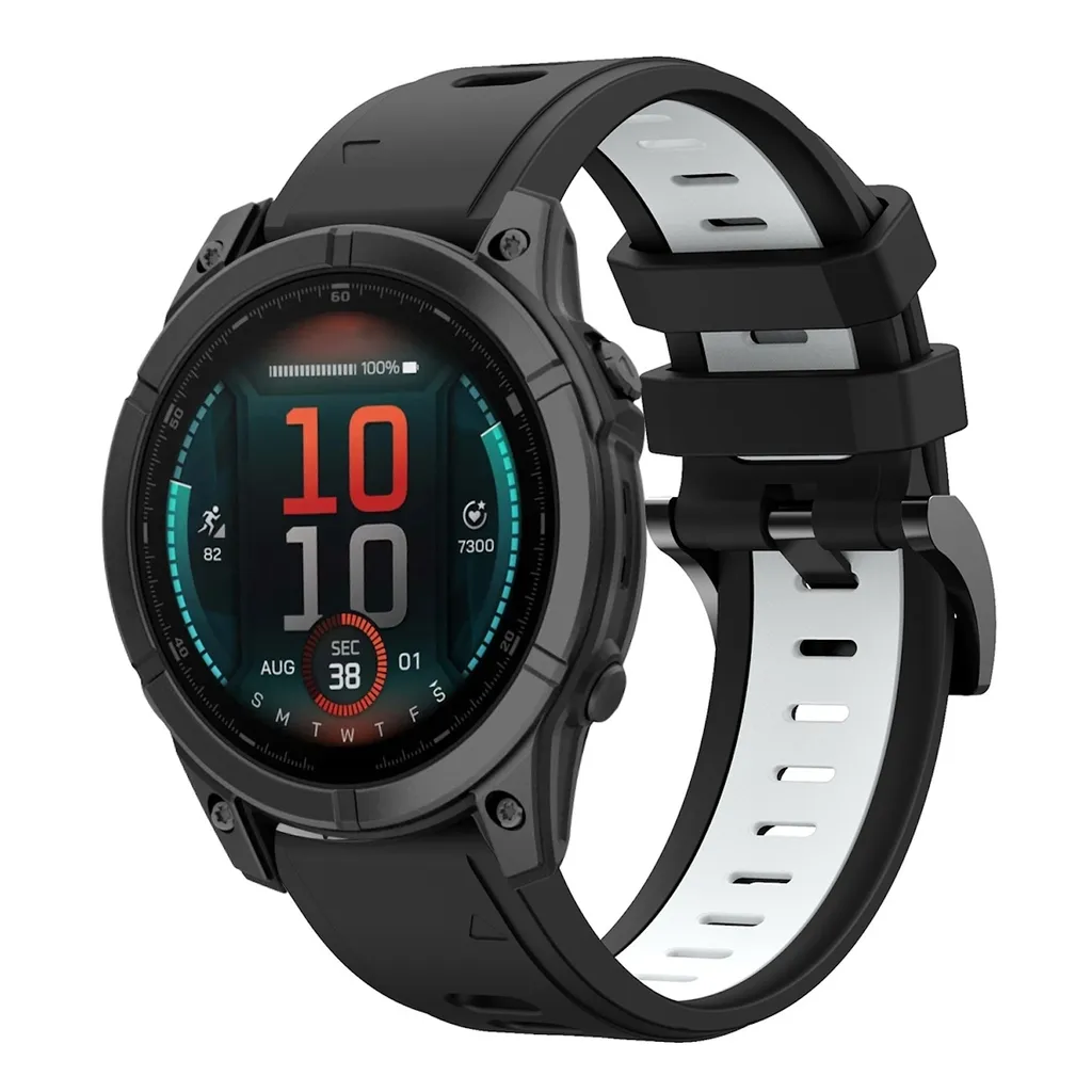 Cinturino Ricambio Garmin Fenix E 47mm 22mm Silicone Sport Nero Bianco