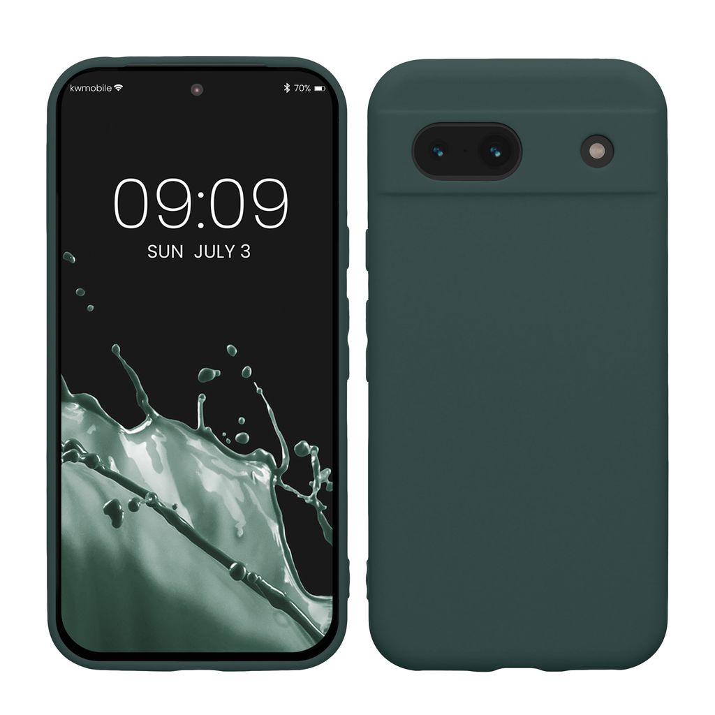 kwmobile Handyhülle kompatibel mit Google Pixel 8a Hülle - Handy Case aus weichem Silikon in Blaugrün