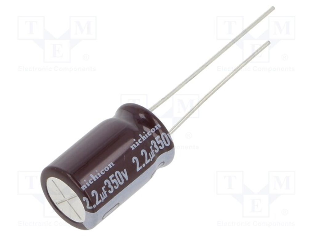 2x Kondensator: elektrolytisch geringe Impedanz 2,2uF THT 350VDC UPM2V2R2MPD1TD E