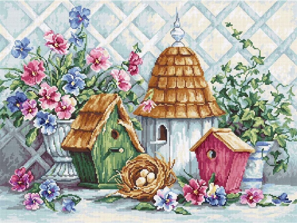 Luca-S Kreuzstich Set "Gartennest", Zählmuster, 38x28cm