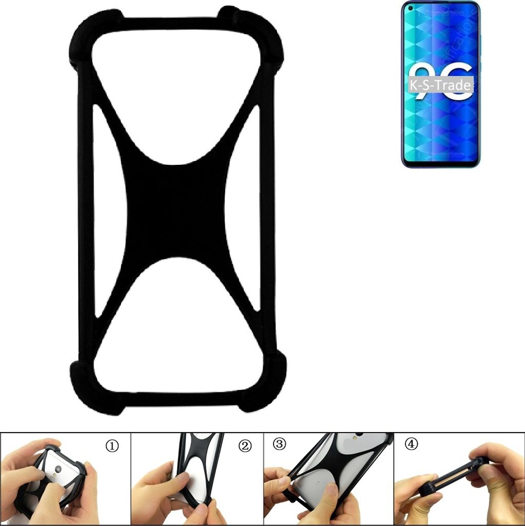 K-S-Trade Handy-Hülle Schutz-Hülle kompatibel mit Huawei Honor 9C Silikon Bumper TPU Softcase Smartphone Stoßschutz, schwarz