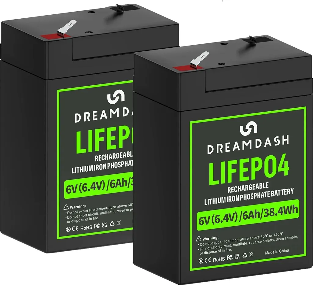 Kit 2 Pezzi Batteria LiFePO4 6.4V 6Ah | BMS Smart e Alta Efficienza Energetica