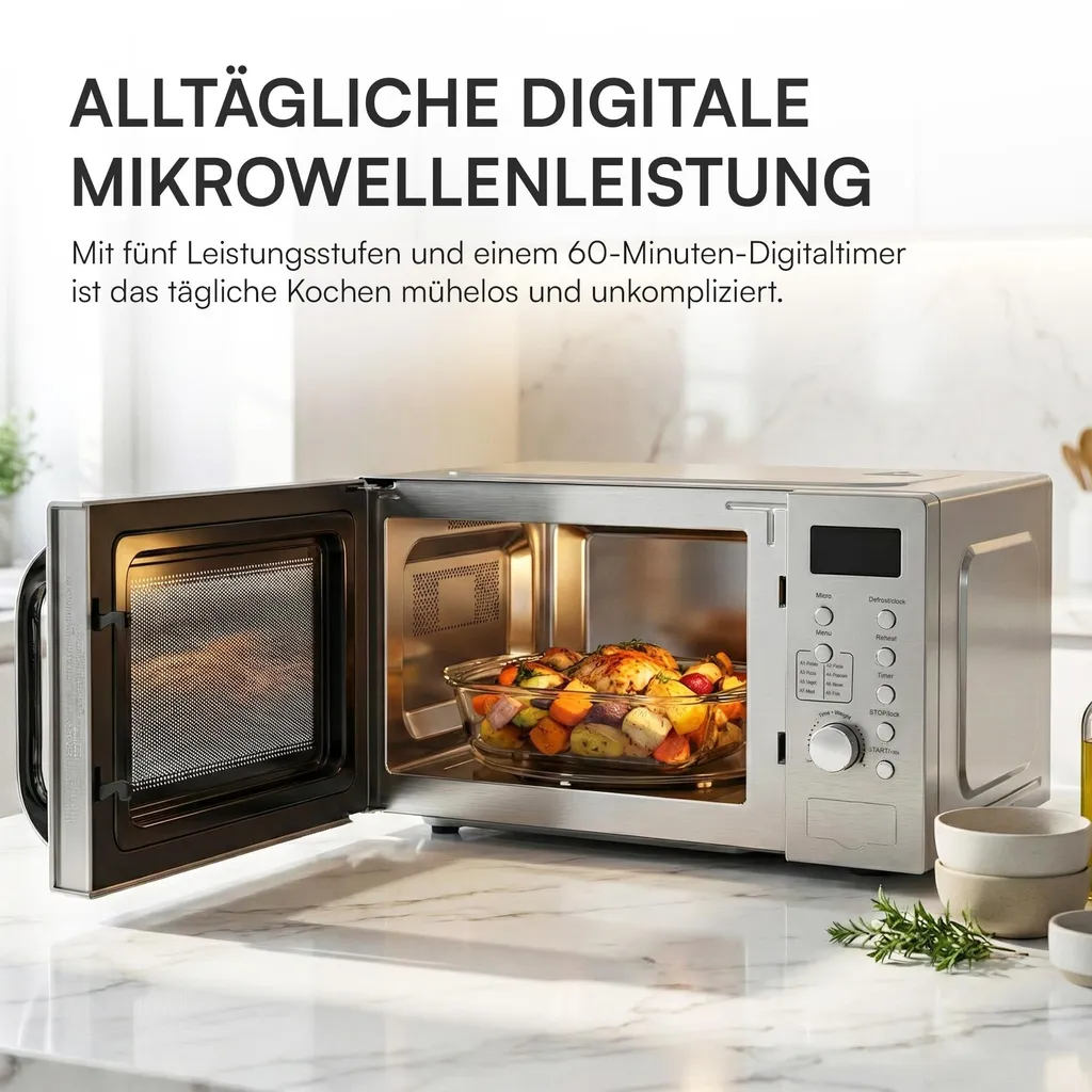 Heinner HMW-D2060SS Four à micro-ondes Solo 20L 700W avec écran LED - 5