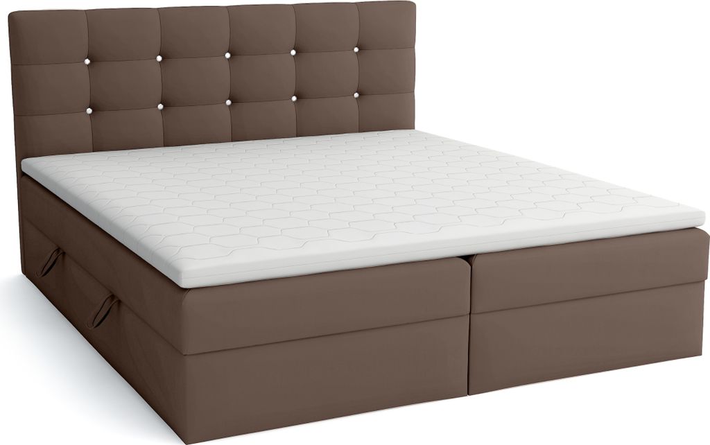 FEDVE Boxspringbett Schlafzimmerbett ORDOS mit 2 Bettkästen, Doppelbett mit Bonell-Matratze und Topper 160x200