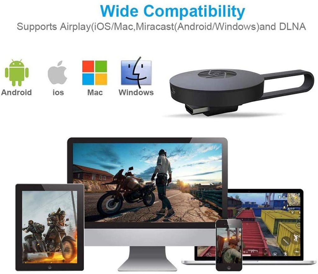 5GHZ Wireless HDMI Streaming Media Player WiFi Display Dongle TV Monitor 2.4G 