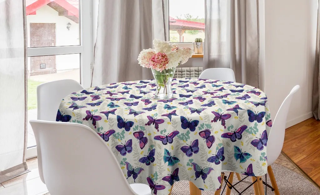 ABAKUHAUS Tovaglia Rotonda 150 cm Farfalle | Decorazione Cucina Silk Satin