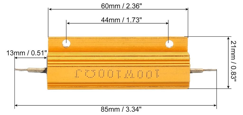 5 Stš¹ck 100W 100 Ohm Aluminium Hš¹lle Widerstand Geh?use Draht Widerst?nde Schraube Tap Leistungswiderstand Goldton