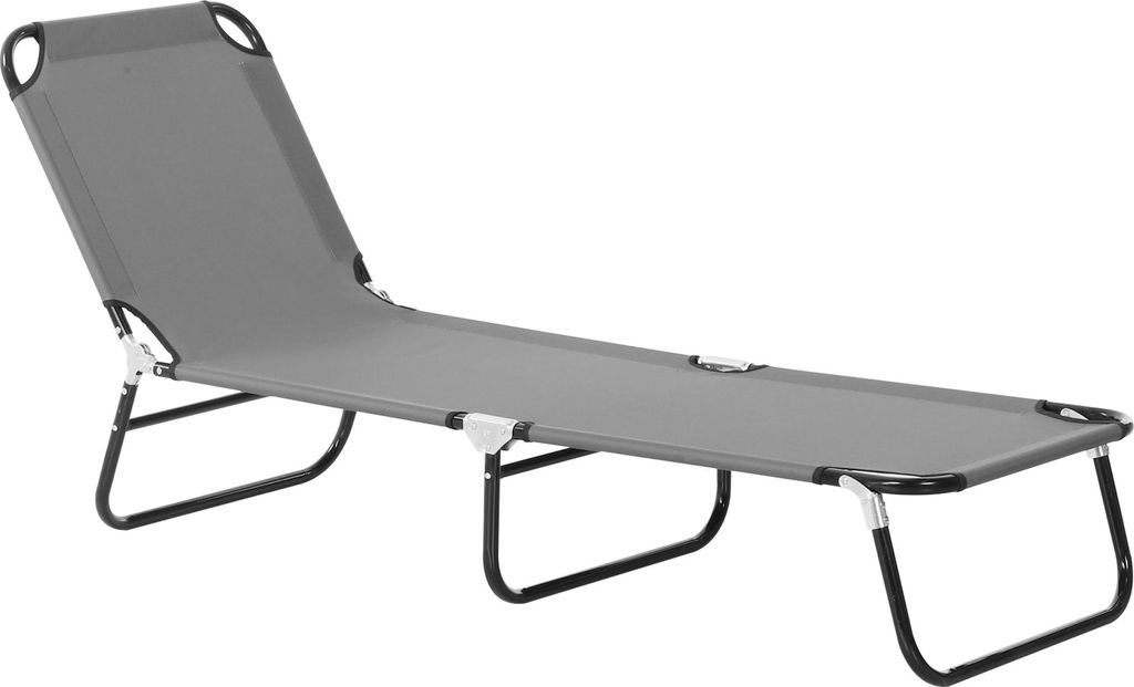 Sonnenliege, 5-fach verstellbare Rückenlehne, schnelltrocknend, Metallrahmen, 188 x 56 x 28 cm, Grau