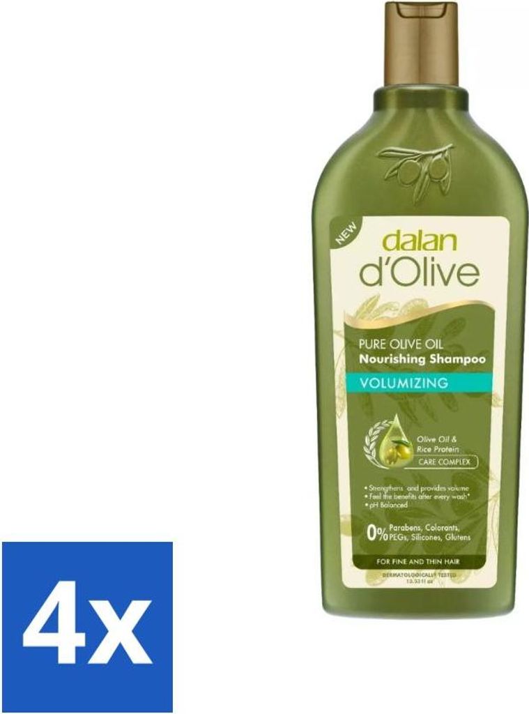 Dalan d'Olive – Shampoo – Extra Volumen – Für dünnes & feines Haar – Pflegend – 400 ml - Vorteilspack - 4 Stücke