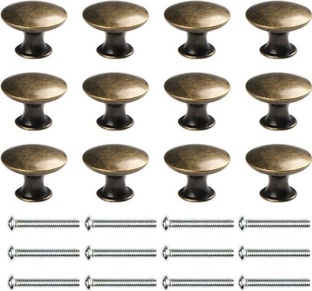12 Stück Vintage-Küchenschrankgriffe aus Bronze, 30 mm Türknöpfe für Küchenschränke