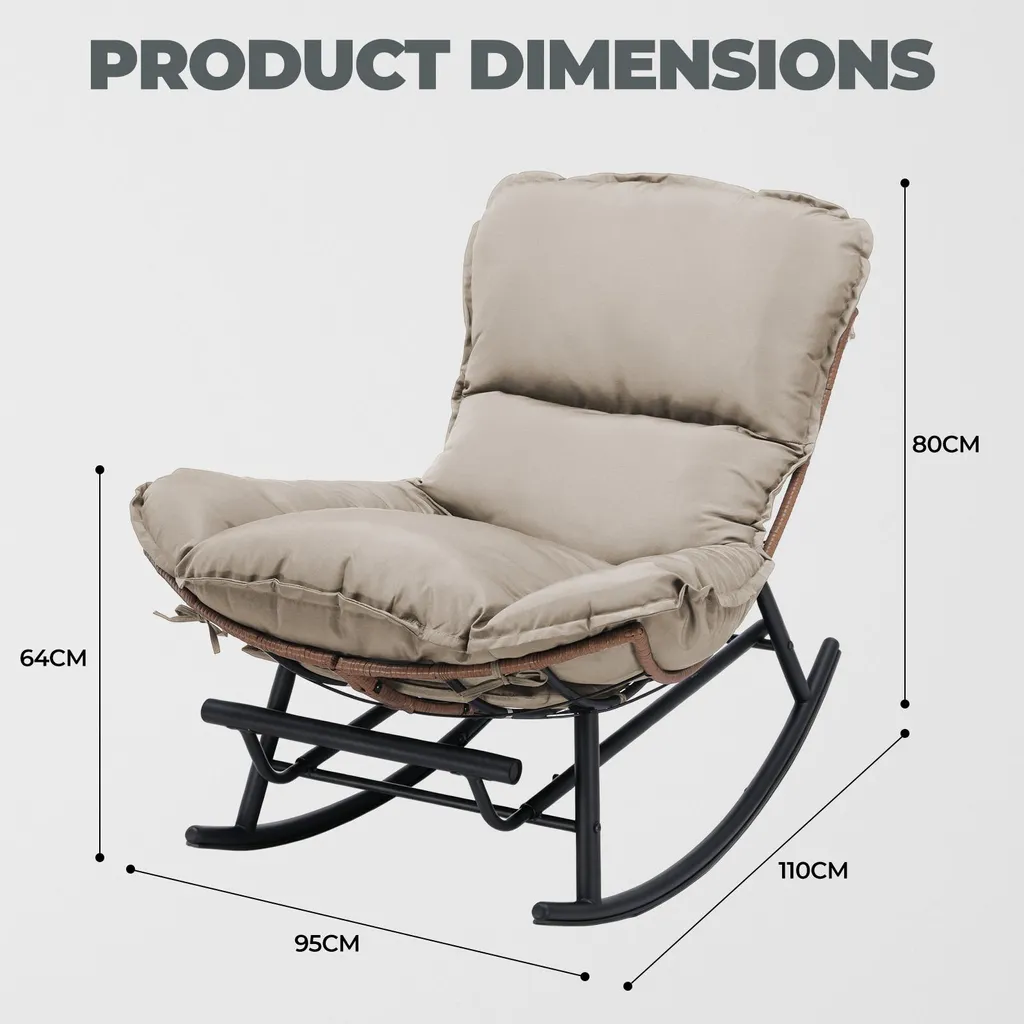 Fauteuil à bascule COMHOMA marron clair avec repose-pieds extensible - 5