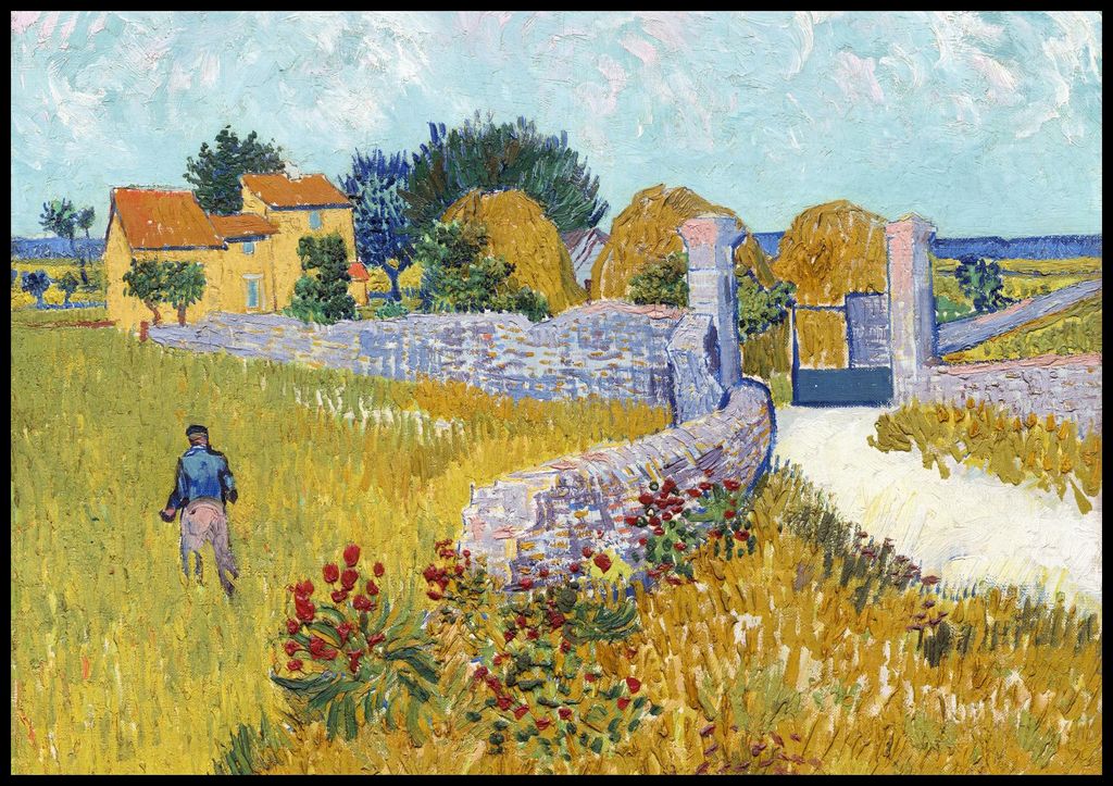 Plakat 100x70cm Bauernhaus in der Provence, Van Gogh Vintage