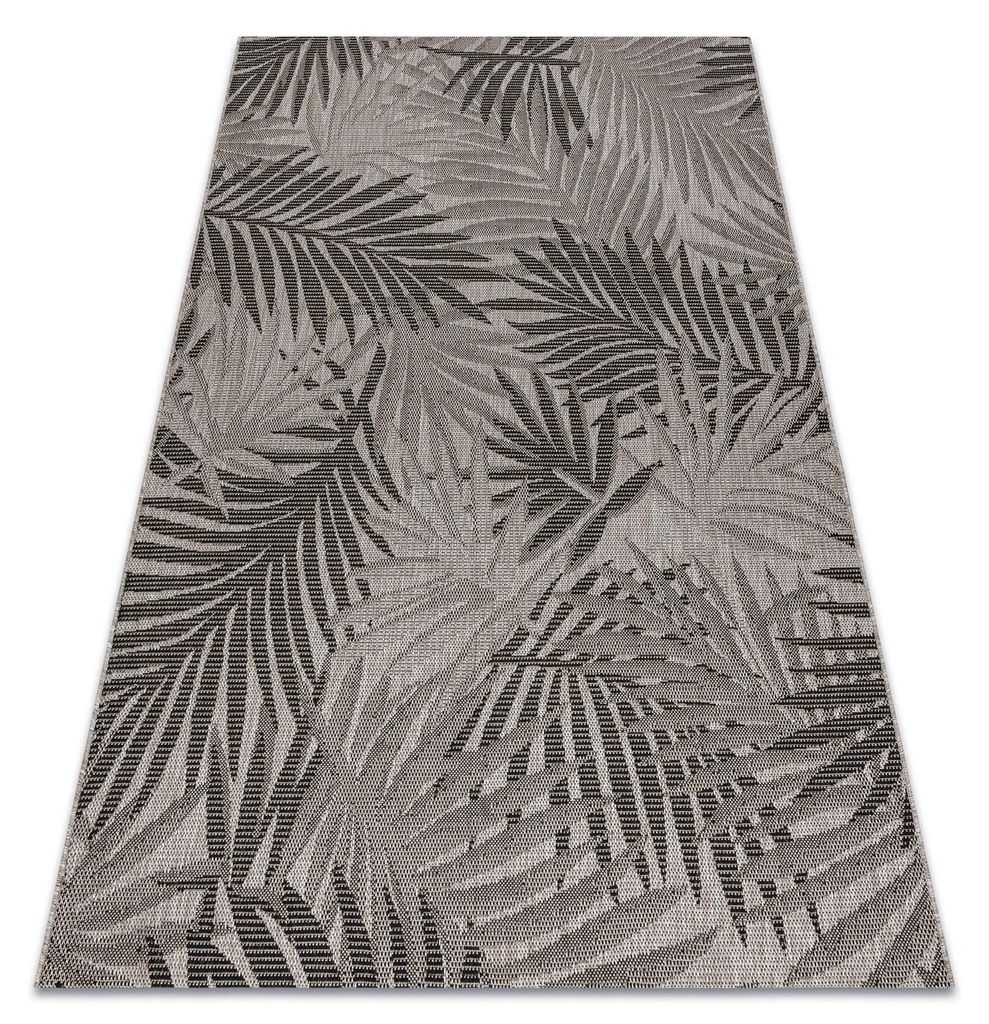 TEPPICH SIZAL FLOORLUX 20504 LAUBEN silbern / schwarz JUNGLE beige 60x110 cm