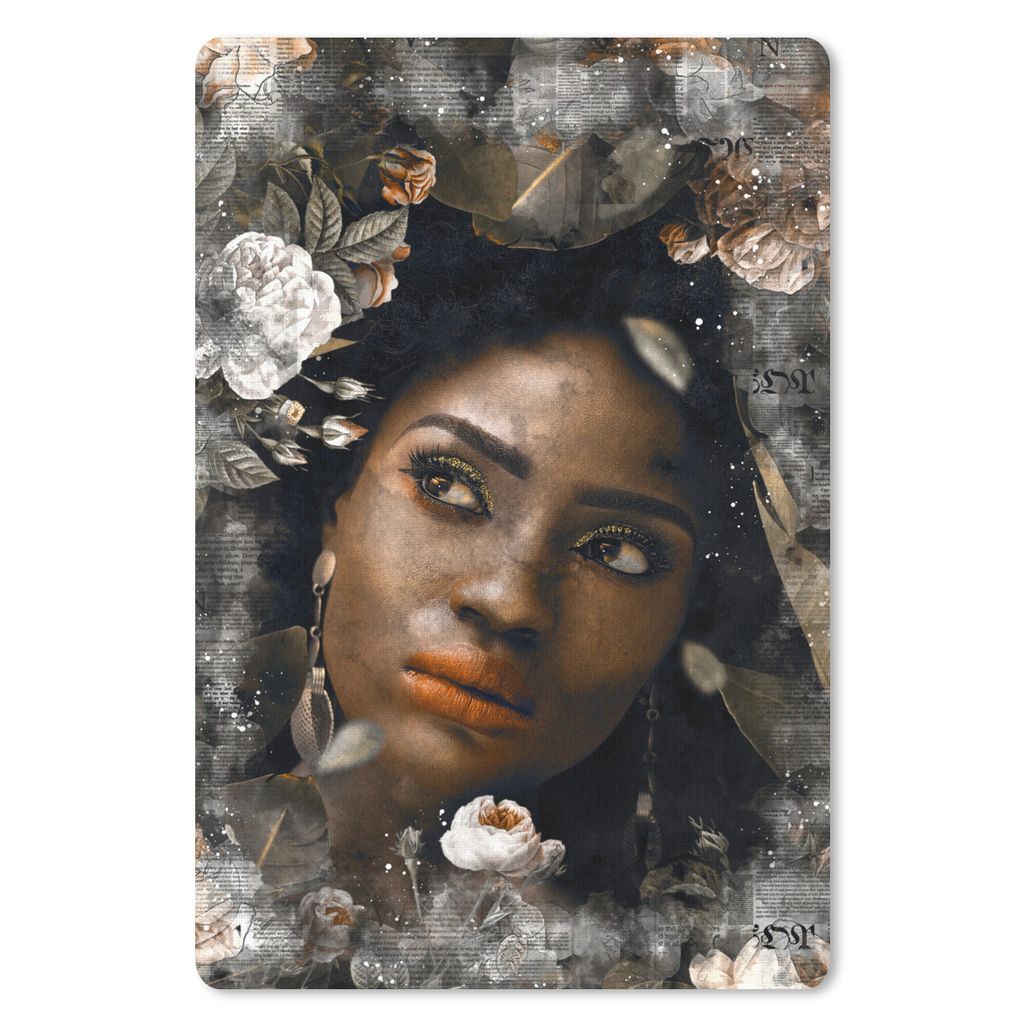 MuchoWow Mauspad Mousepad Frau - Blumen - Zeitung 40x60 cm - Mousepads - Maus Mat - Pad - Mausunterlage - Schreibtisch Accesoire