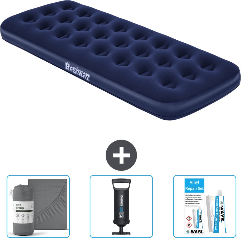 Bestway Luftmatratze – 1 Person – 76 x 185 x 22 cm – Blau – im Lieferumfang enthalten Zubehör