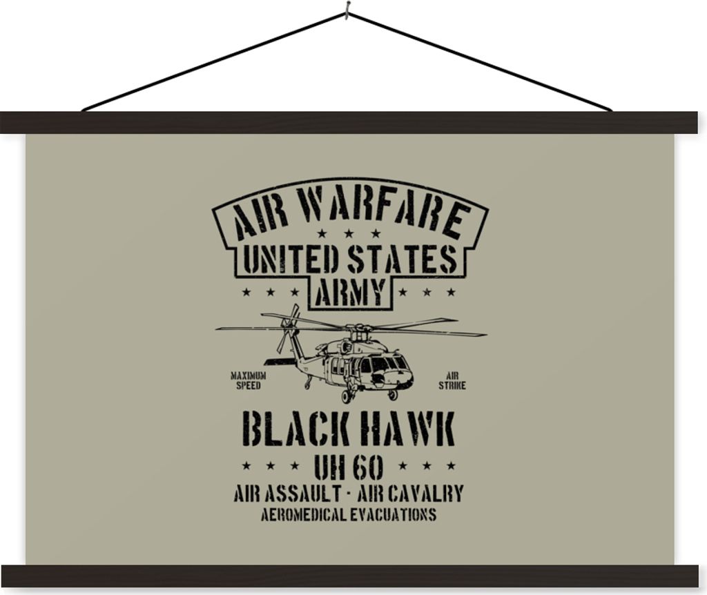 MuchoWow Textilposter Mancave - Hubschrauber - Amerika - Vintage 150x100 cm mit schwarzem Rahmen - Schlafzimmer