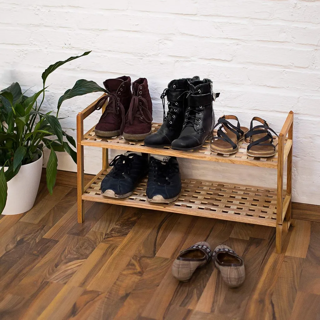 Range-chaussures empilable en bois, solution gain de place modulable - 2