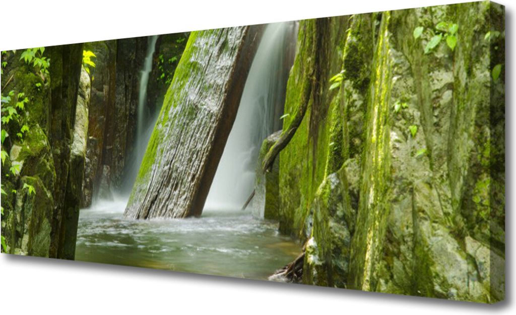 Tulup Leinwand-Bilder 125x50 Wandbild Canvas Kunstdruck Wasserfall Natur