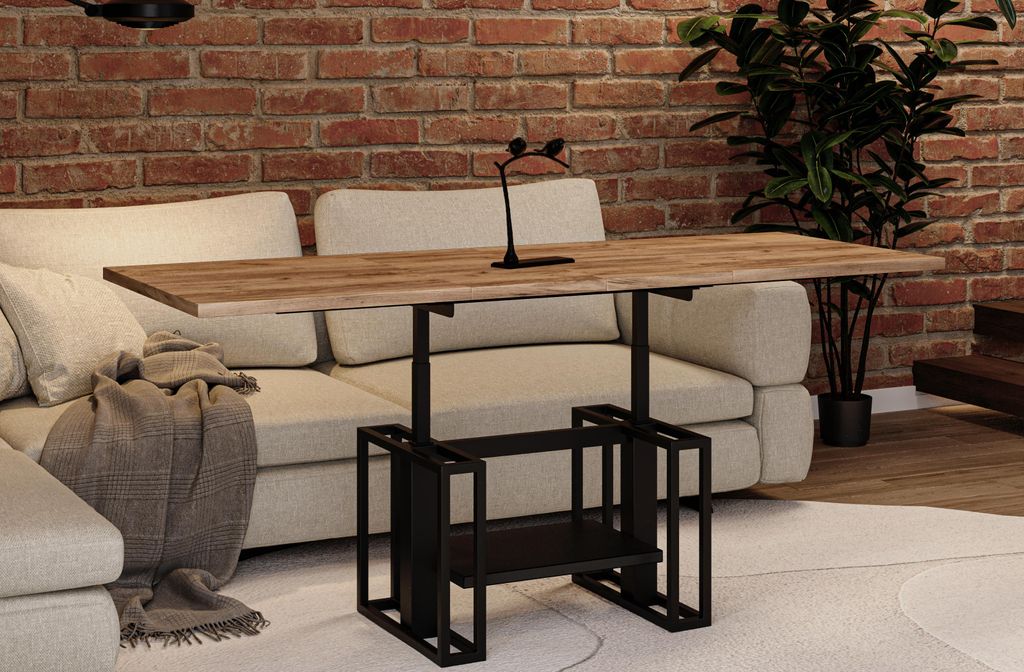 ENDO-Möbel Couchtisch Victoria, ausziehbar 110-170cm und höhenverstellbar (Eiche Craft Gold)