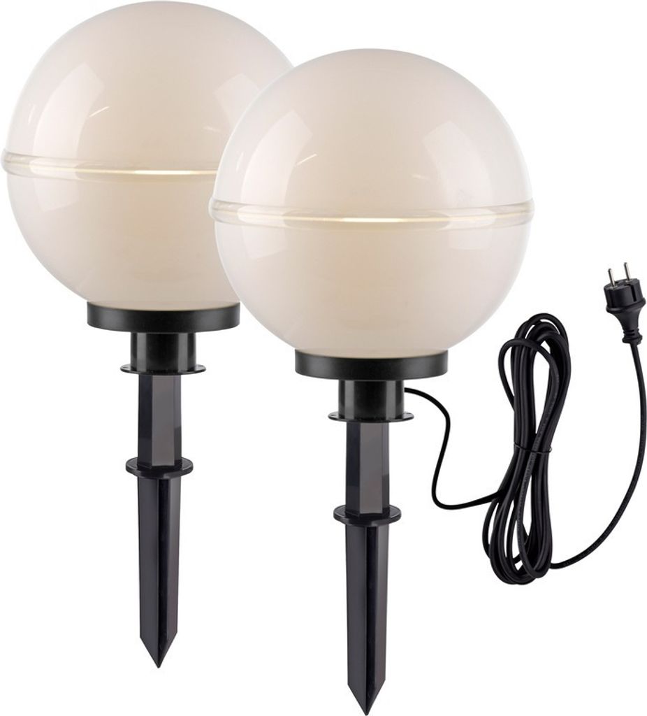 JUST LIGHT Kugelleuchte Gartenlampe 2er SET Erdspieß, weiß, Produktbild 