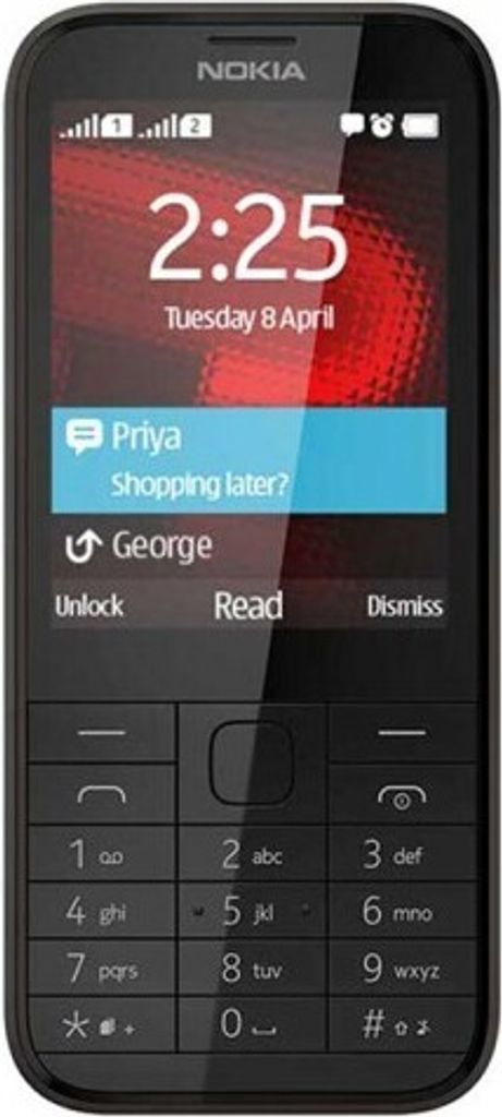 Nokia 225, enkelvoudige SIM-kaart, Mini-SIM, wekker, Productafbeelding 