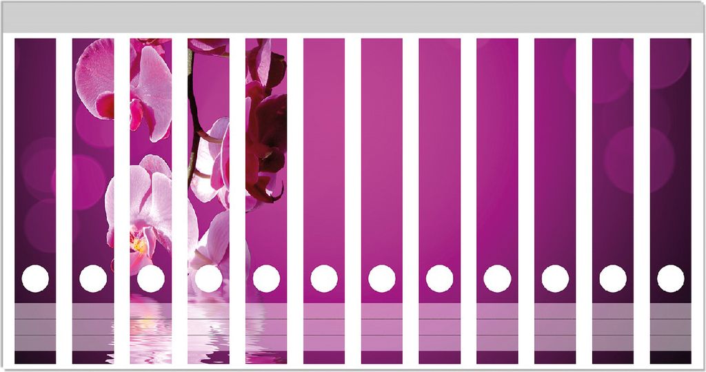 Wallario Ordnerrücken Sticker, selbstklebend für schmale Ordner, 12 Stück, Motiv Rosafarbene Orchidee Blüten in pink