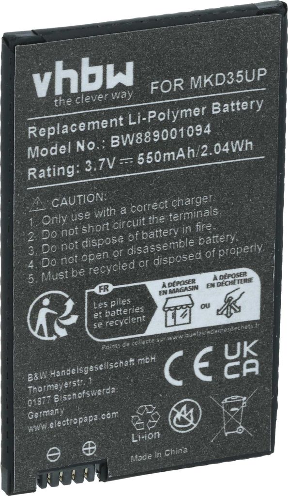 vhbw Akku kompatibel mit BMW X4, UP120009, D-80788, AE2536560, 9442976-01, X6, X7 Autoschlüssel (550 mAh, 3,7 V, Li-Polymer)
