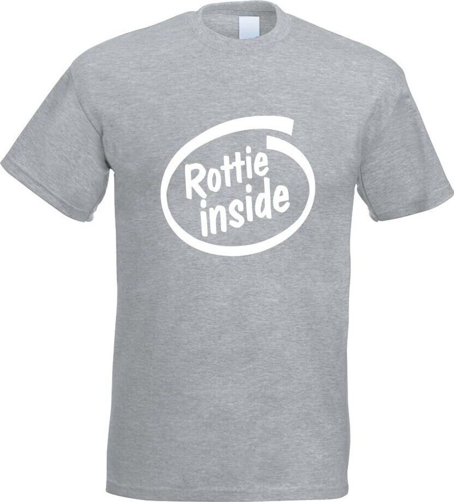 Kiwistar - T-Shirt - Graumeliert - Rottie Inside Motiv Bedruckt Funshirt Design Print - mit Motiv Bedruckt - Funshirt Design - Sport - Freizeit - H...