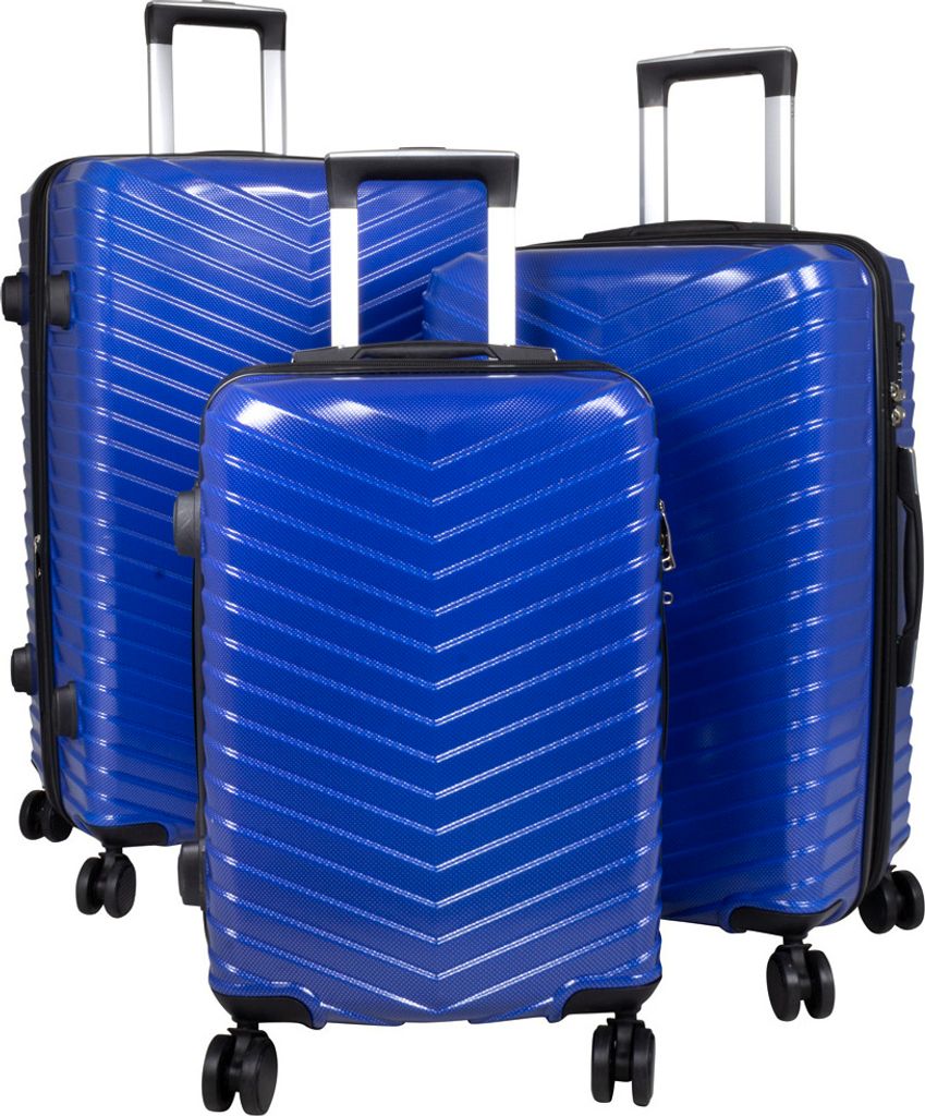 Kofferset Trolleyset 3 teilig Meran Polycarbonat Hartschale Blau