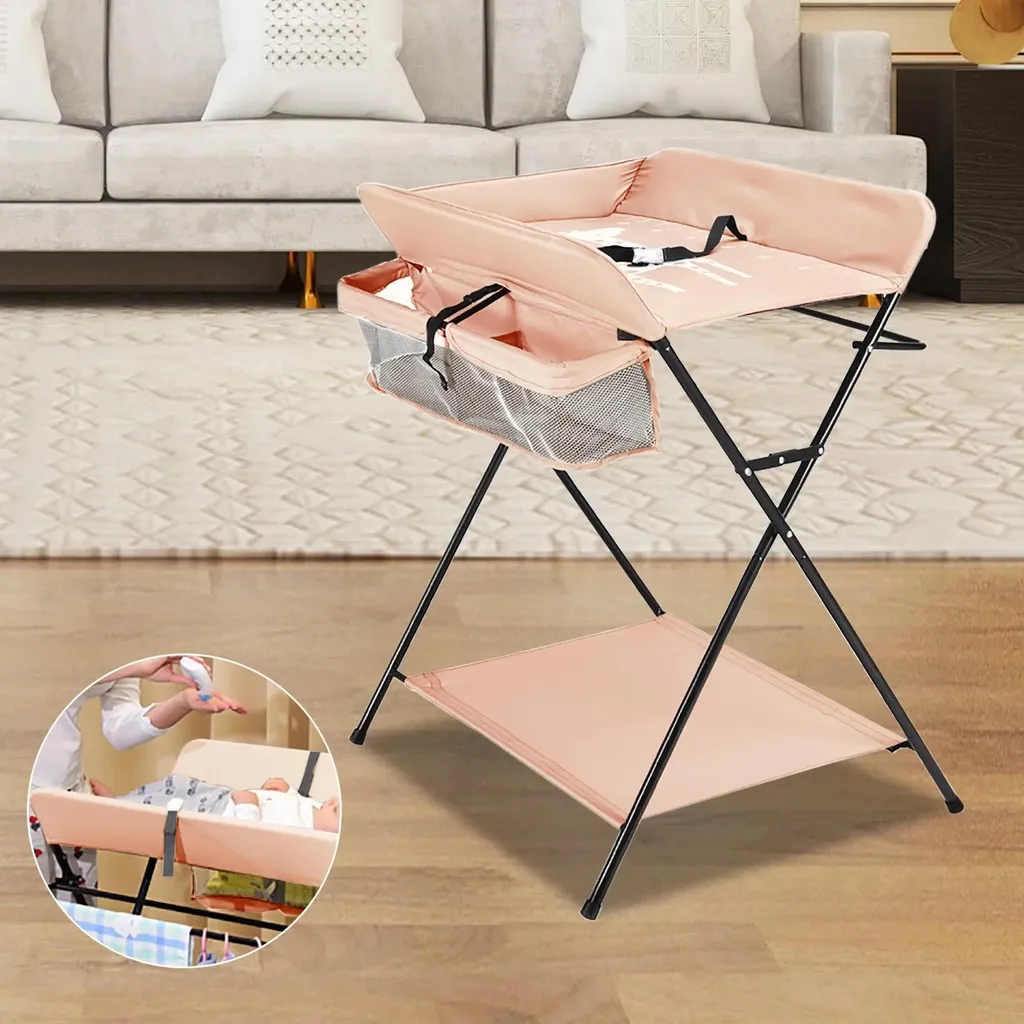 Table à langer pliable dorée pour bébé 0-12 mois - Structure en métal