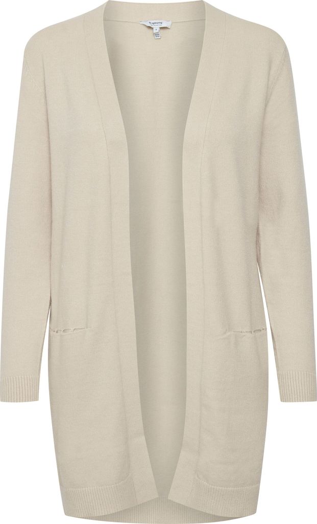 b.young BYNONINA Damen Lange Strickjacke Feinstrick Cardigan Longstrickjacke mit Eingrifftaschen Rippbündchen Relaxed fit
