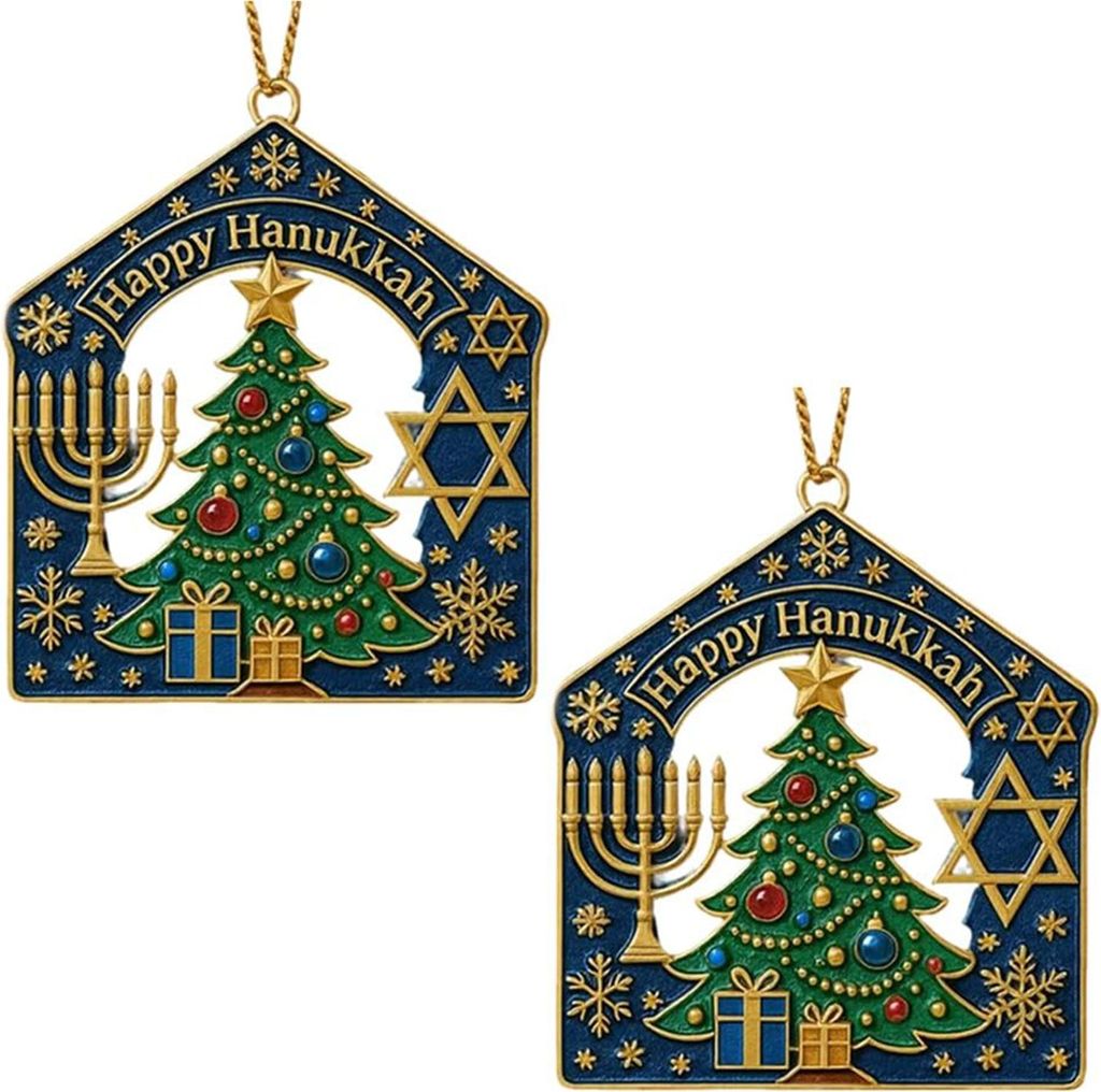 Fröhlichen Chanukka-Weihnachtsbaumschmuck aus Acryl, jüdischer Chanukka-Weihnachtsschmuck, spirituelles Geschenk für Männer, Frauen und Erwachsene