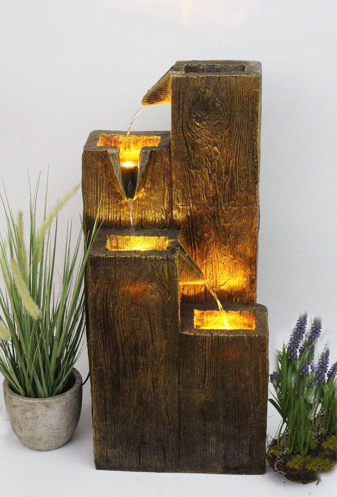 Gartenbrunnen BK823 in Holzoptik Wasserspiel Springbrunnen Produktbild 