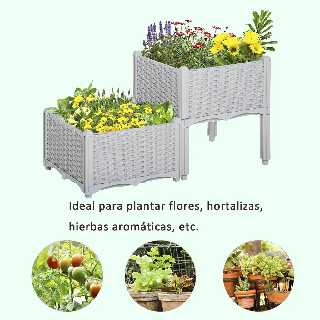 Tabouret de jardin combinable 40x40cm modulable en hauteur 26 et 44 cm