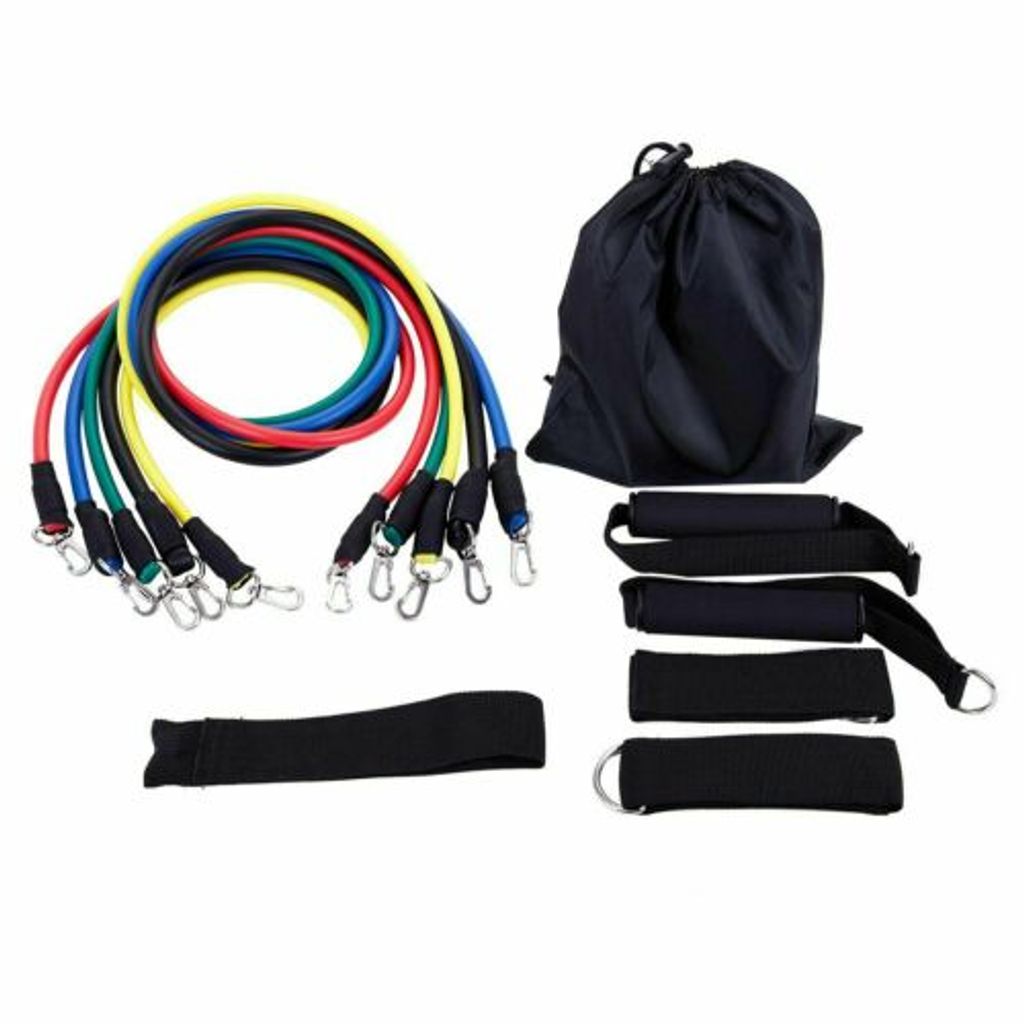 11tlg/Set Resistance Fitnessbänder Expander Tube Gymnastikband Yoga Latexband DE 