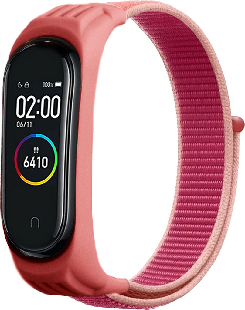 Strap-it Xiaomi Mi Band 5 Armband Nylon (Granatapfel)
