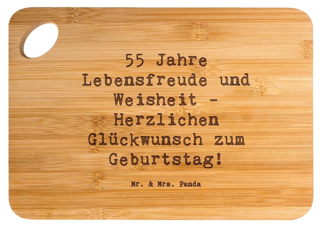 Mr. & Mrs. Panda Holzbrett Spruch 55. Geburtstag Freude - Transparent - Geschenk, Frühstücksbrettchen, 55 Jahre, Hackbrett, Alter, Jubiläum, Fü...