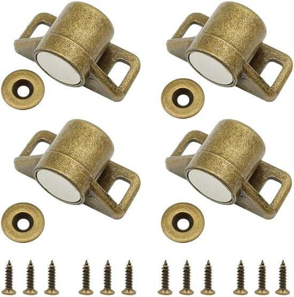 4 Stück Bronze-Magnetschnapper für Kastentür, Magnetschloss, Rund-Möbelmagnet, Durschloss für Badkabine, Balkon-Tür, Küchenkastentür.