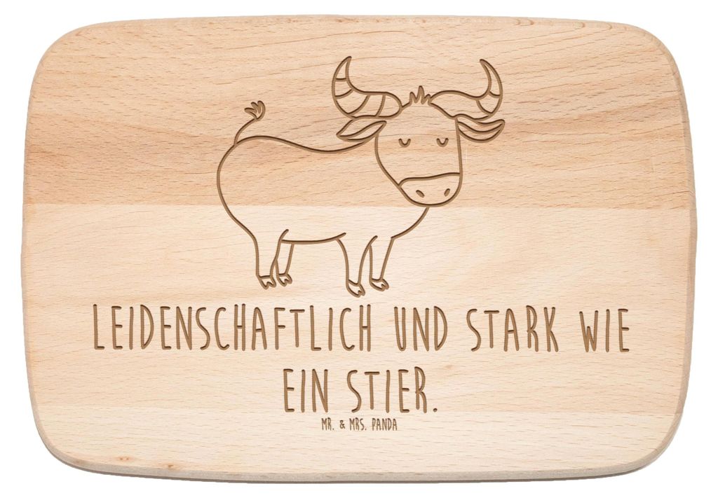 Mr. & Mrs. Panda Frühstücksbrett Sternzeichen Stier - Transparent - Geschenk, schneidbrett, Holzbrett, Frühstücksbrettchen, schneidebrettchen, ...