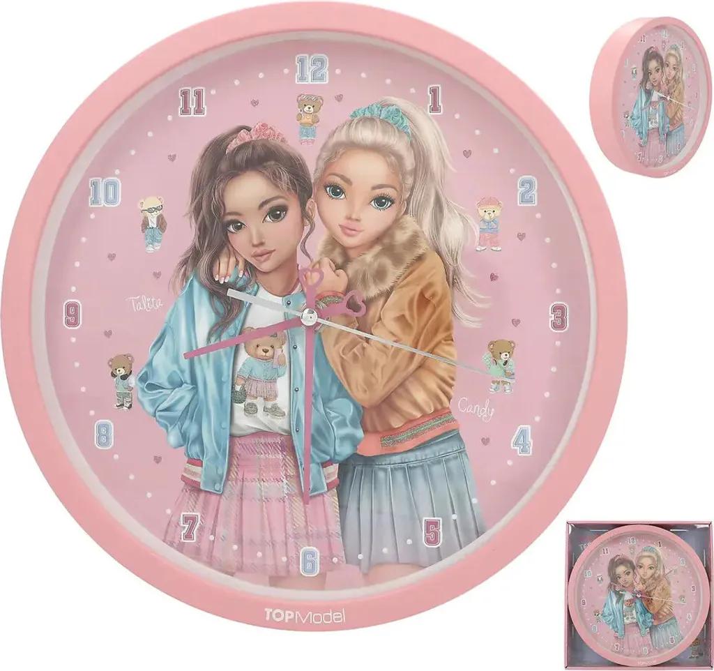 Horloge murale TOPModel TEAM TEDDY lisible pour apprendre l'heure