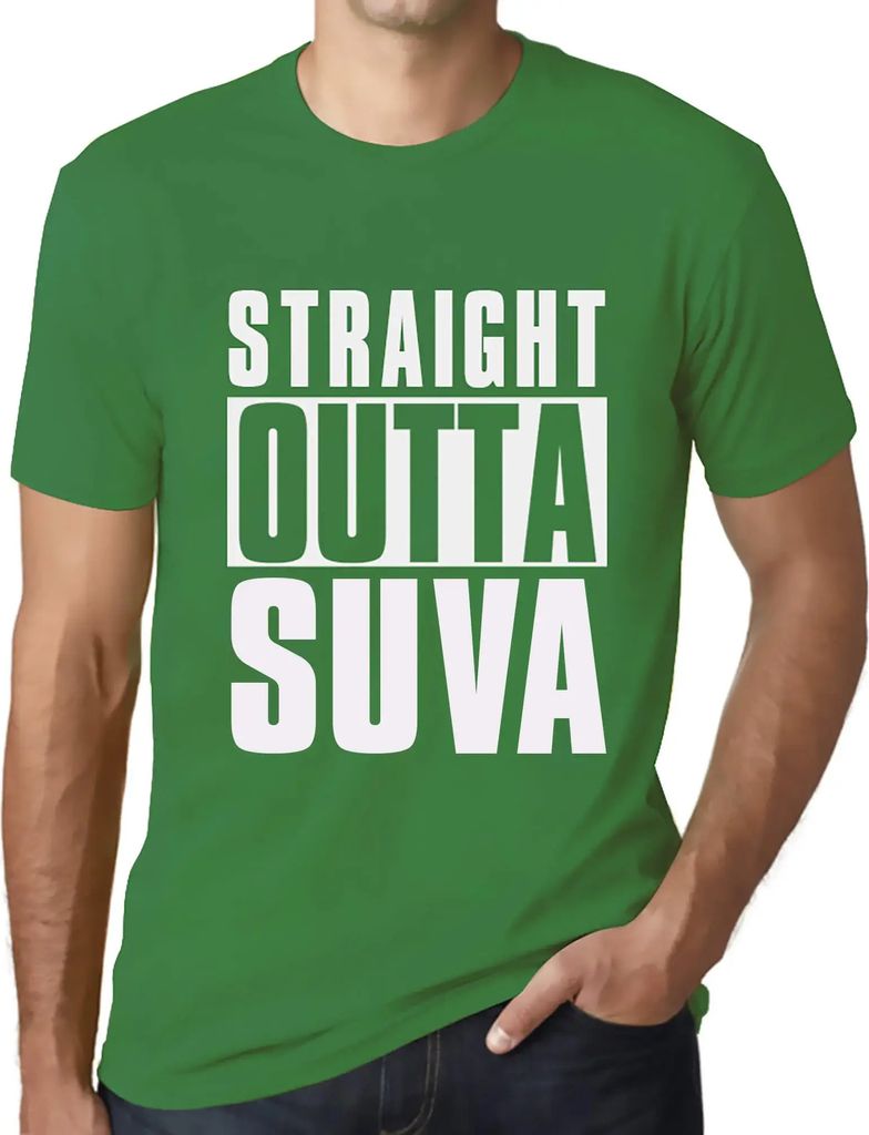 Herren Grafik T-Shirt Direkt aus Suva – Straight Outta Suva – Öko-Verantwortlich Vintage Jahrgang Kurzarm Lustige Druck Geburtstag Geschenk Mann