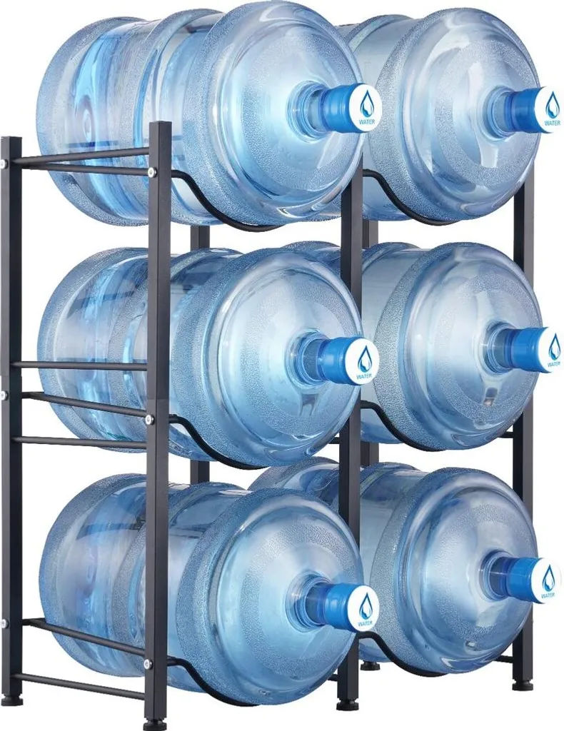 Support 3 Niveaux Métal Noir pour Bouteilles Double Rangée 6 emplacements